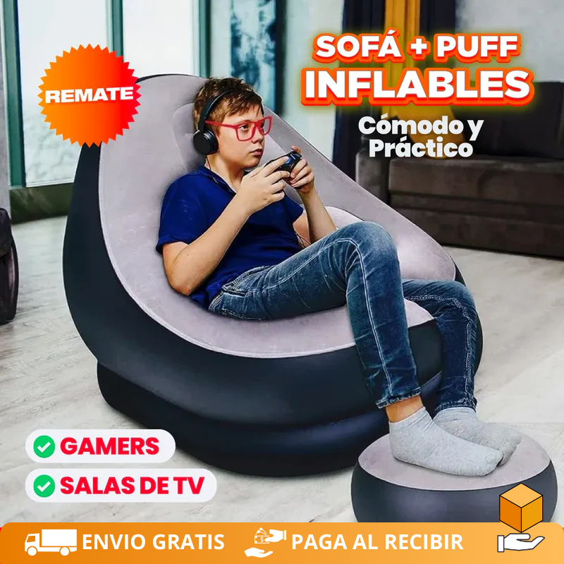 Sofá Inflable Portátil con Reposapiés – Relájate donde quieras