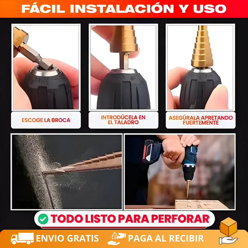 Set de 6 Brocas Escalonadas de Titanio