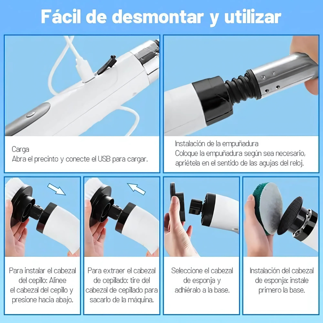 Cepillo Eléctrico de Limpieza 9 en 1 +REGALO: Quita Oxido