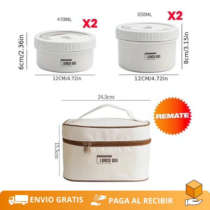 SET X4 PORTACOMIDAS Y LONCHERA TÉRMICA