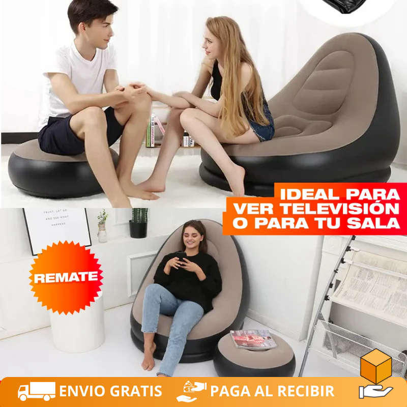 Sofá Inflable Portátil con Reposapiés – Relájate donde quieras