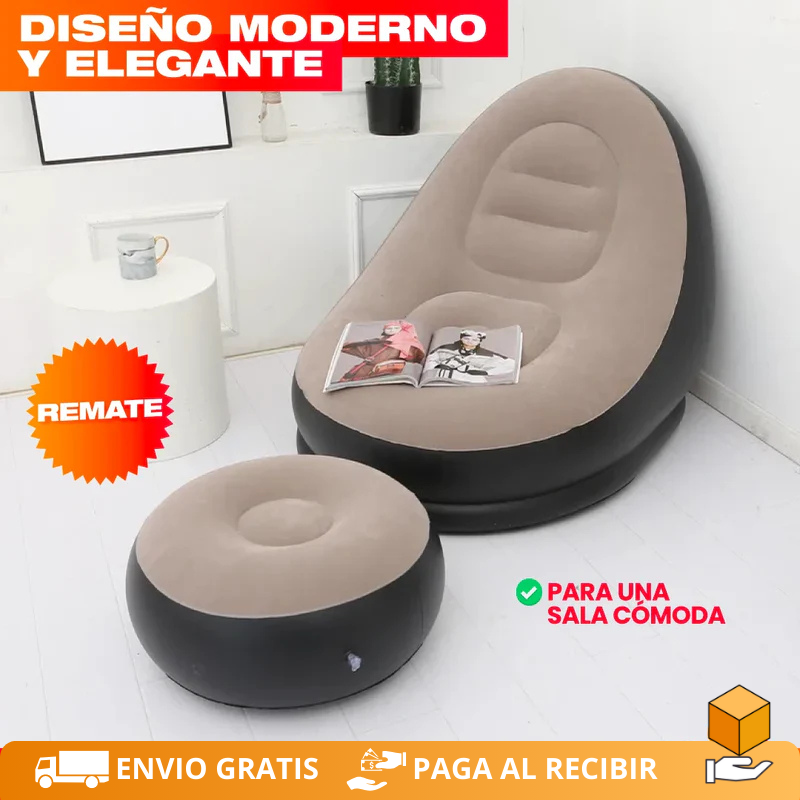Sofá Inflable Portátil con Reposapiés – Relájate donde quieras