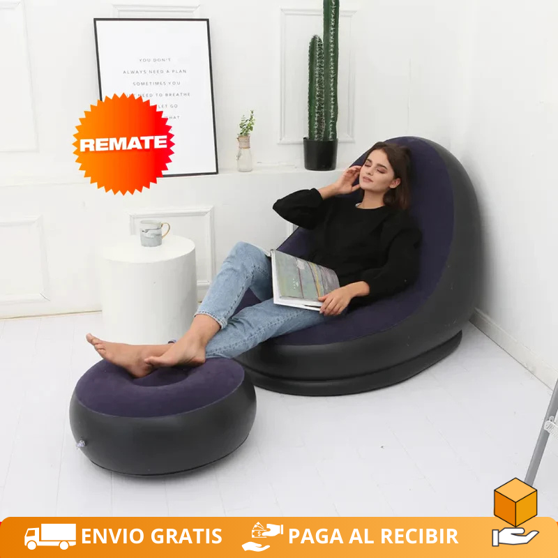 Sofá Inflable Portátil con Reposapiés – Relájate donde quieras