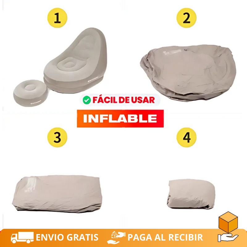 Sofá Inflable Portátil con Reposapiés – Relájate donde quieras