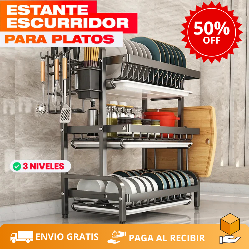 Escurridor Premium 3 Niveles: Mantén tu cocina ordenada