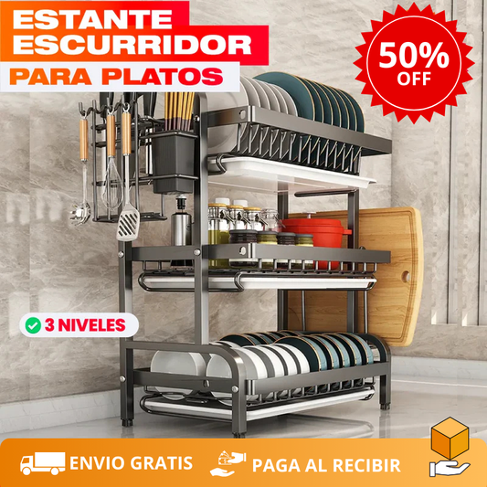 Escurridor Premium 3 Niveles: Mantén tu cocina ordenada