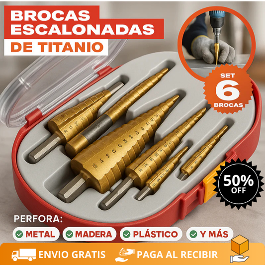 Set de 6 Brocas Escalonadas de Titanio