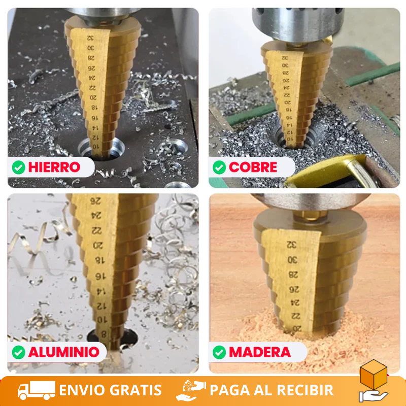 Set de 6 Brocas Escalonadas de Titanio