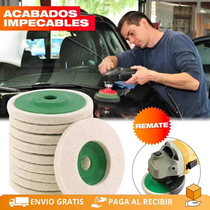 Set Profesional de 10 Discos Pulidores de Lana