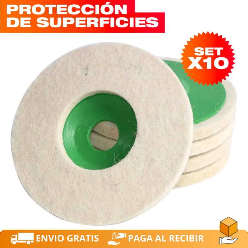 Set Profesional de 10 Discos Pulidores de Lana