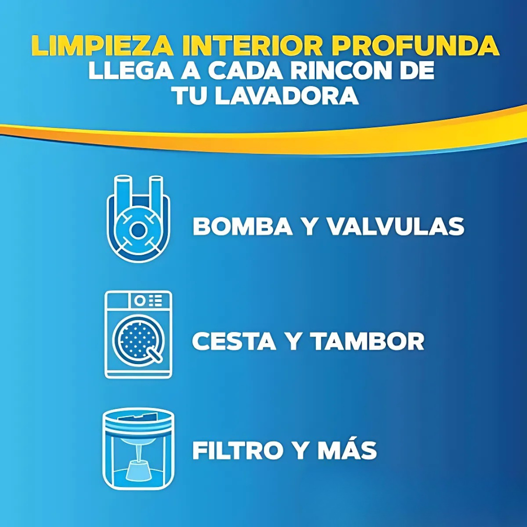 12 Pastillas Efervescentes para Lavadora – Limpieza Profunda y Elimina Malos Olores