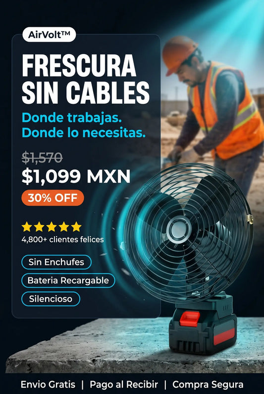 AirVolt™ - Ventilador Portátil Inalámbrico Recargable