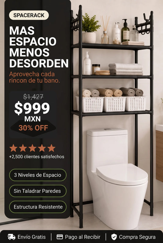 SpaceRack™ Organiza Tu Baño Aprovechando Cada Centímetro