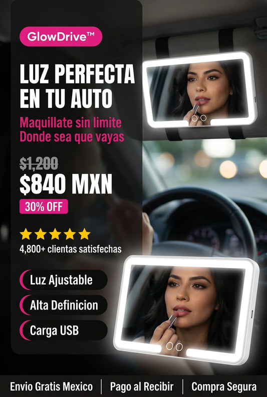 GlowDrive™ - Espejo LED para Visera de Auto
