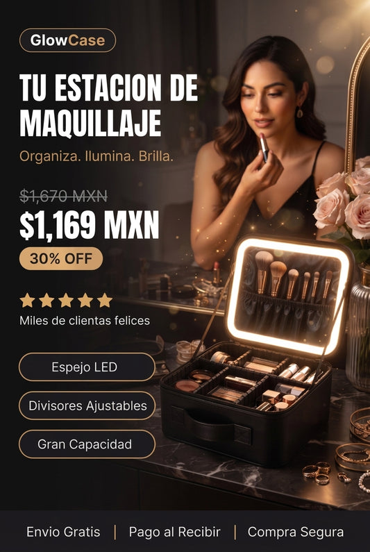 GlowCase™ Tu Estación de Maquillaje Siempre Organizada