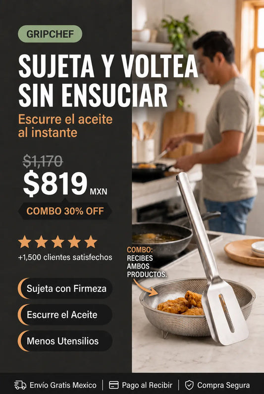 GripChef™ Dúo que Voltea y Escurre