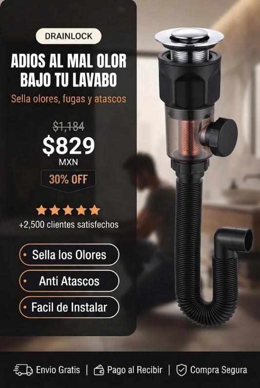 DrainLock™ Drenaje Antiolor Flexible para Lavabo