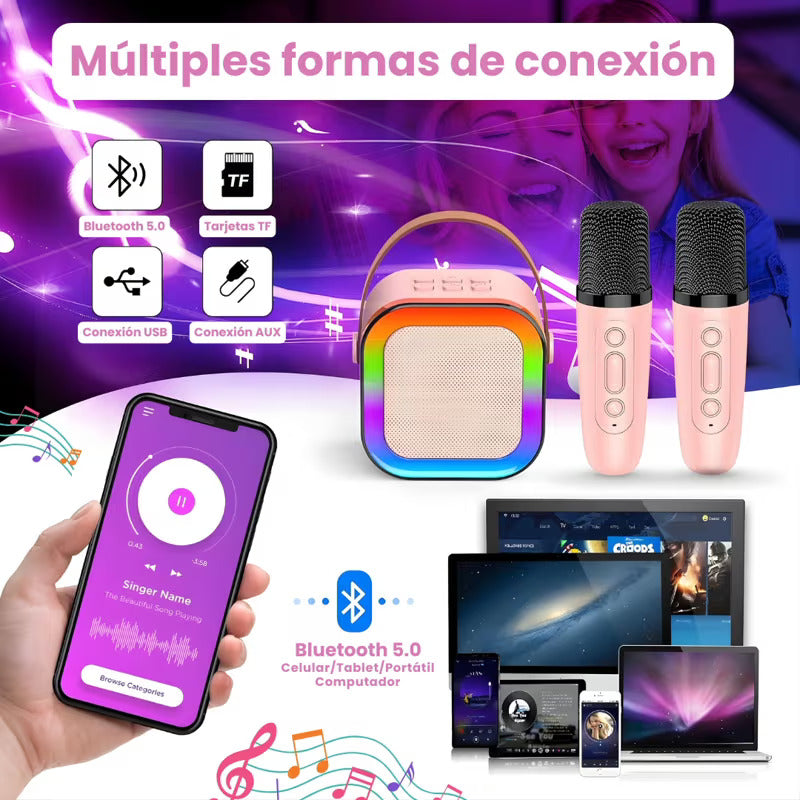 PartyBeat Kids – Karaoke en Familia - Bocina + 2 Micrófonos