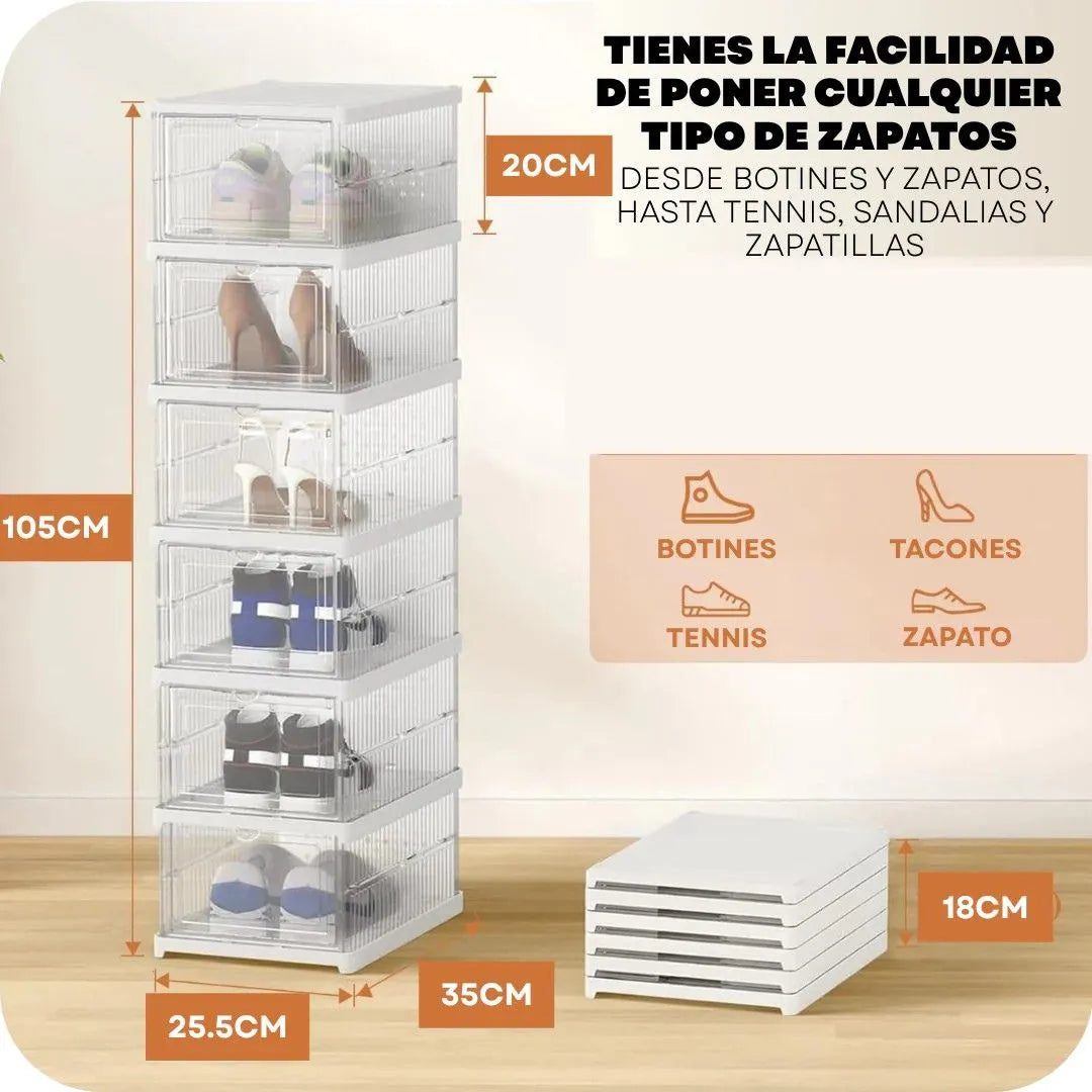 FlexiRack - Zapatero Plegable 6 Niveles - Orden Total