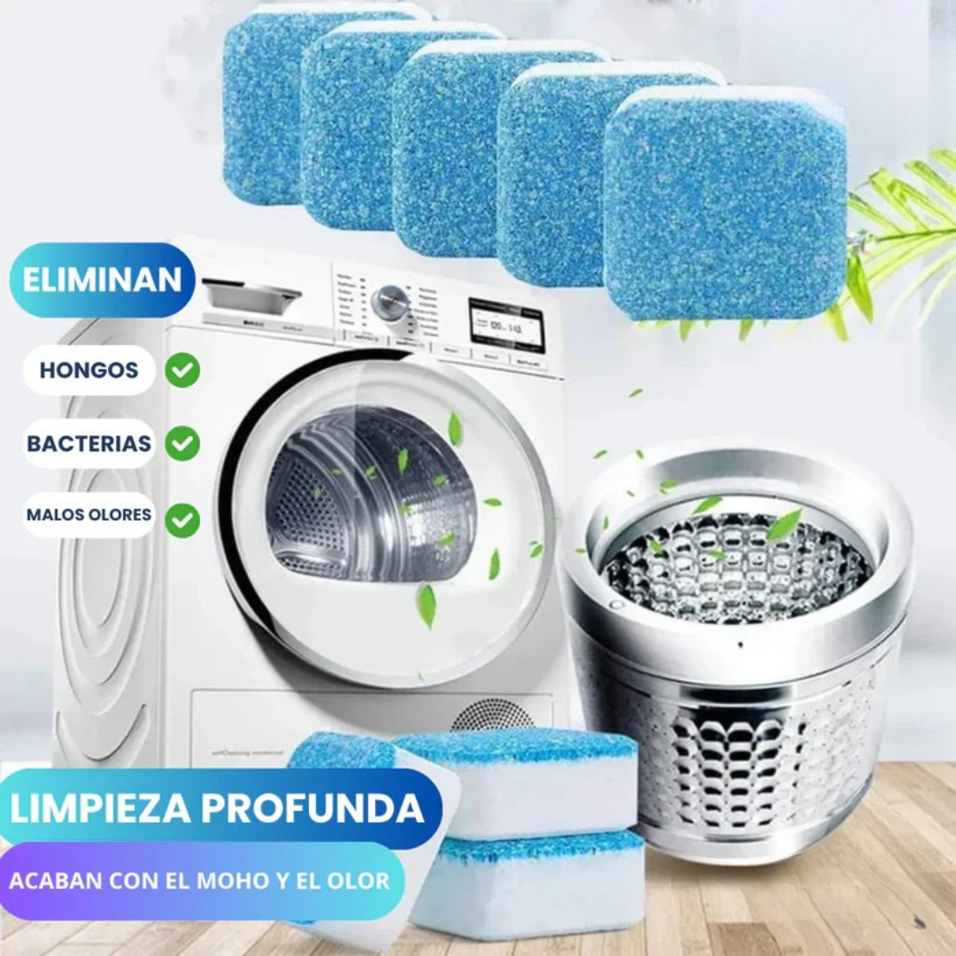 12 Pastillas Efervescentes para Lavadora – Limpieza Profunda y Elimina Malos Olores