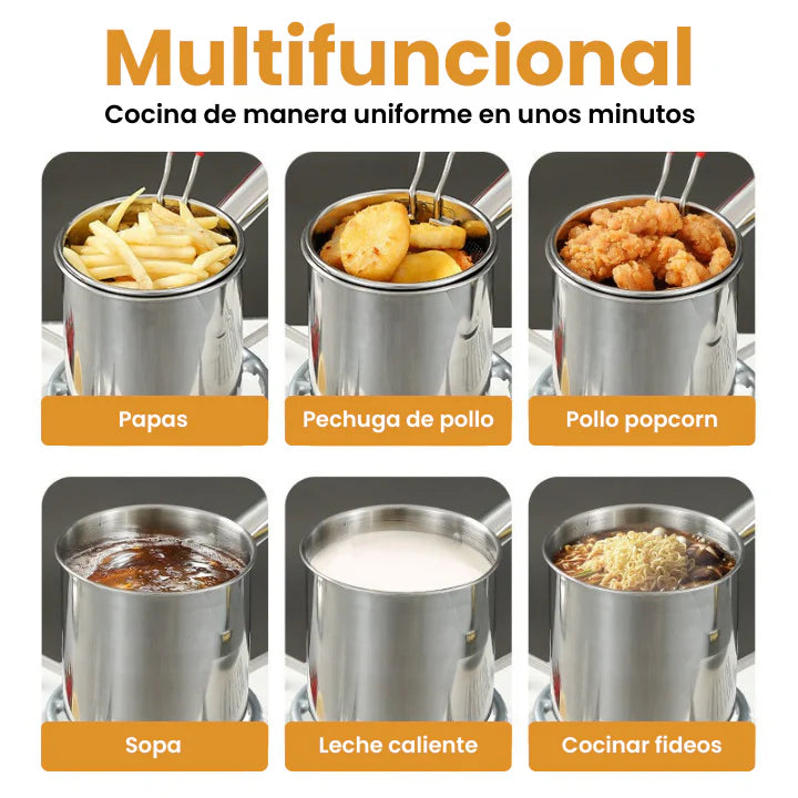 Olla Freidora de Acero Inoxidable con Canasta