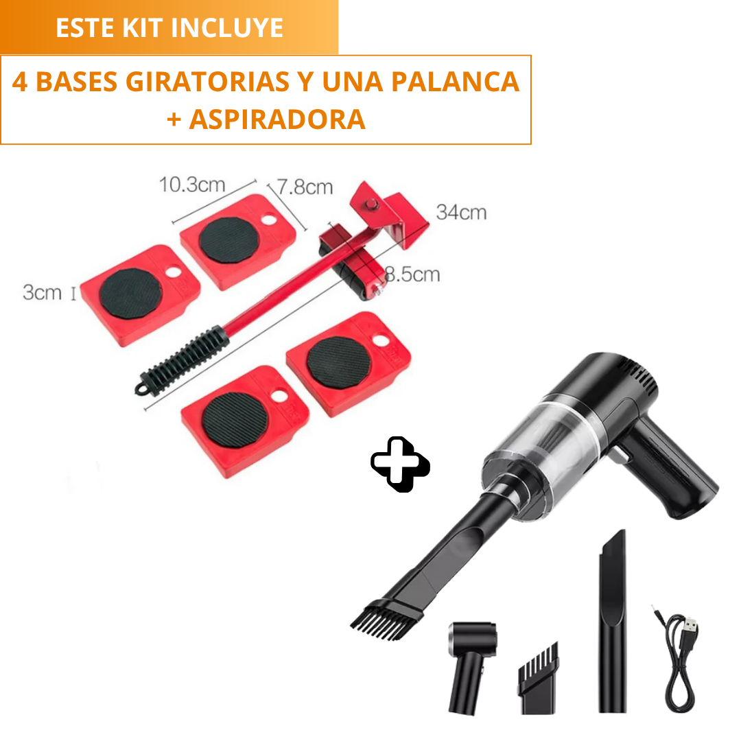 Kit Limpieza Total - Desliza muebles +  Aspiradora Inalambrica