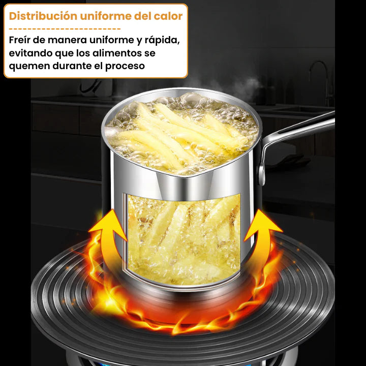 Olla Freidora de Acero Inoxidable con Canasta