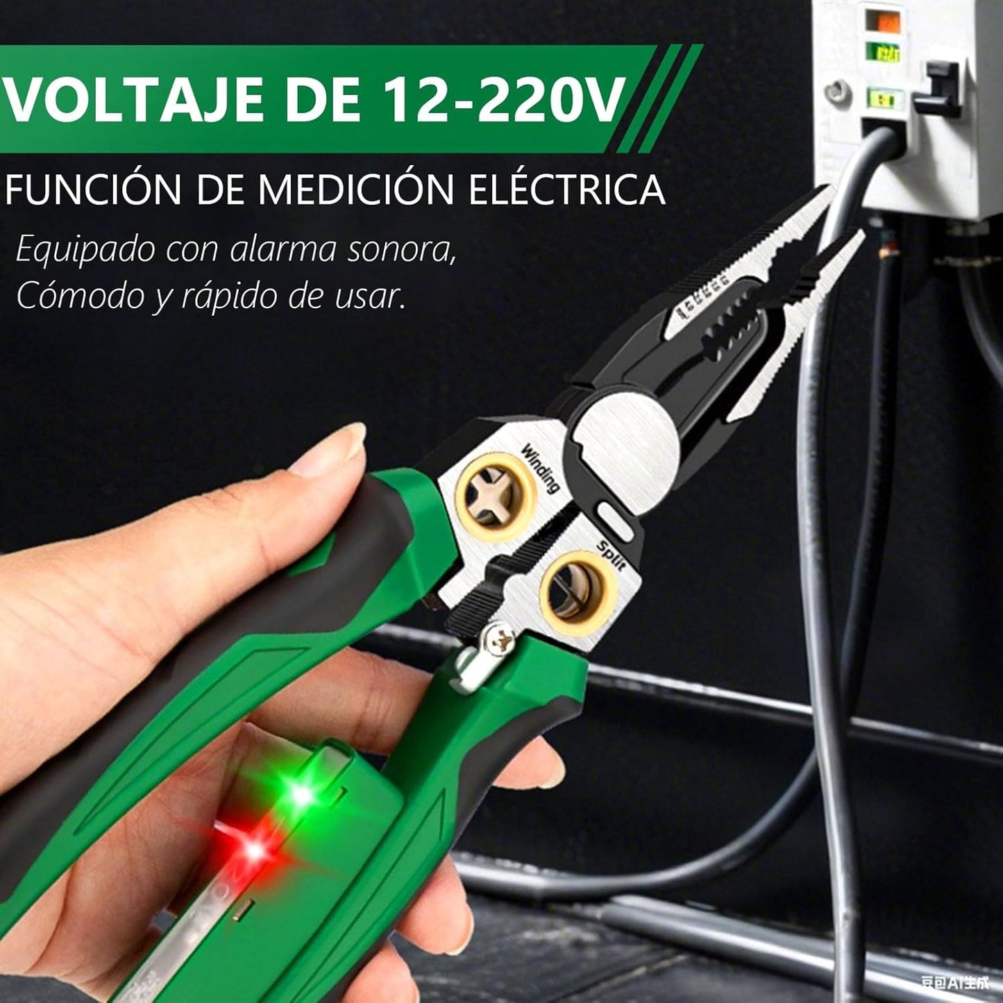 VoltPro Max – Pinza 8 en 1 con detector eléctrico