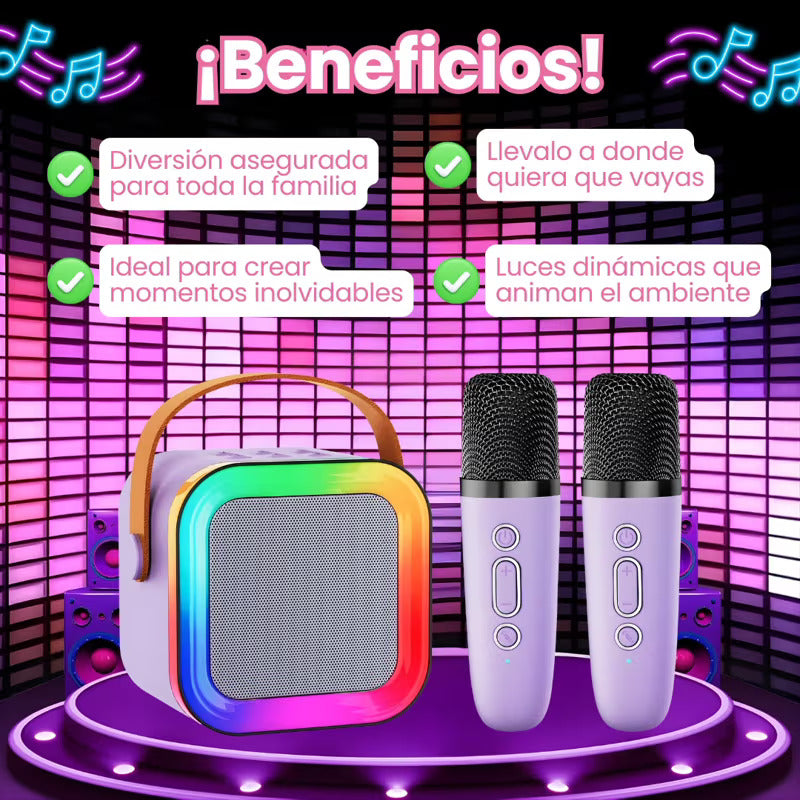 PartyBeat Kids – Karaoke en Familia - Bocina + 2 Micrófonos