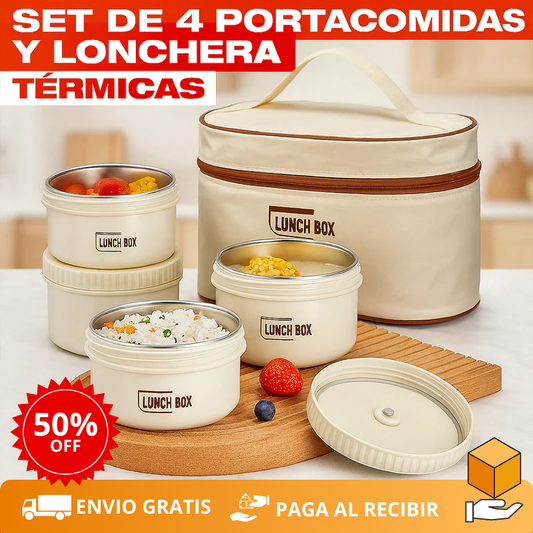 SET X4 PORTACOMIDAS Y LONCHERA TÉRMICA