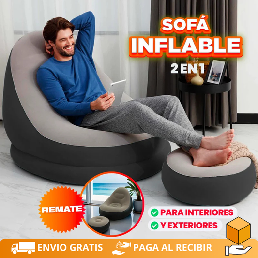 Sofá Inflable Portátil con Reposapiés – Relájate donde quieras