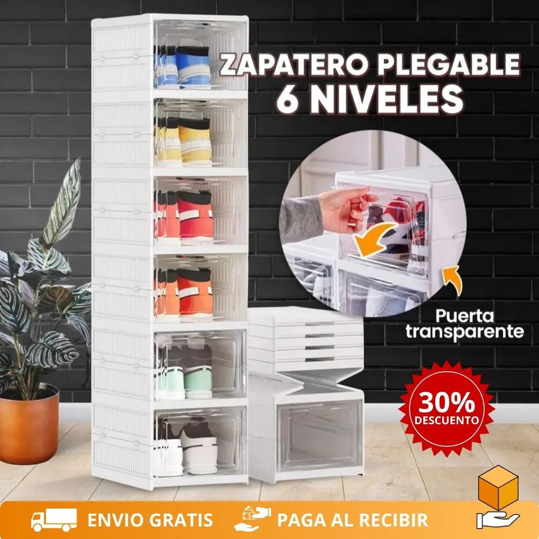 FlexiRack - Zapatero Plegable 6 Niveles - Orden Total
