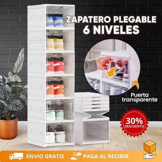 FlexiRack - Zapatero Plegable 6 Niveles - Orden Total