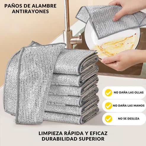 PañoClean™ - Set de 10 Paños de Acero Inoxidable para Limpieza Profunda