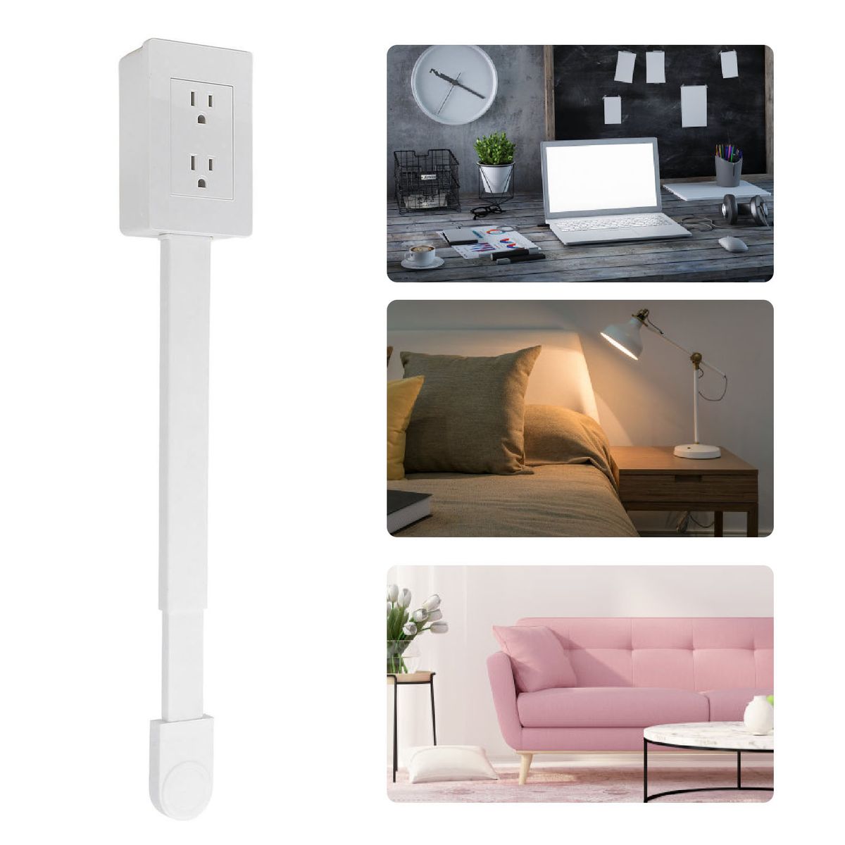 CONTACTO EXTENDIBLE DE 2 TOMAS